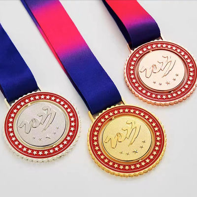 Custom Logo Medals And Trophies Antique Silver Gold Bronze Wrestling Medal For School