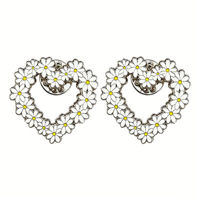 satın al Daisy Enamel Pins Heart Shape Brooch Lapel Pin For Backpack Jacket Moda Hediye Toptan online manufacture
