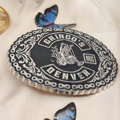 Özel 3D Logo Motosiklet Antika Kemer Bağlantısı Nikel Yumuşak Enamel Kemer Bağlantısı