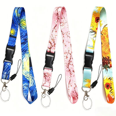 Custom silkscreen printed logo lanyard neck straps perfect for keychains.